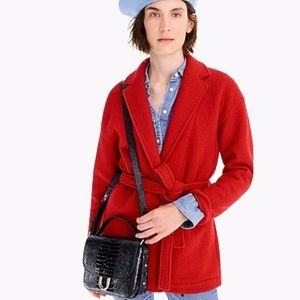 J. Crew Camille Boiled Wool Wrap Coat Belt Red XS